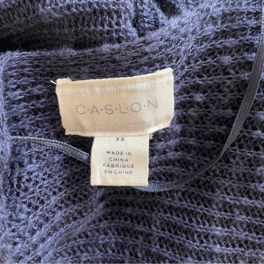 Caslon Linen Blend Knit Cardigan Navy Blue X-small Women’s Open Front - Picture 6 of 7